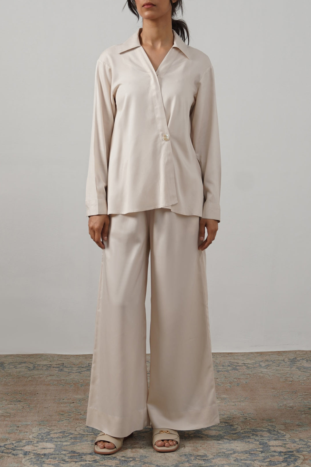 OFF WHITE WRAP BLOUSE SHIRT