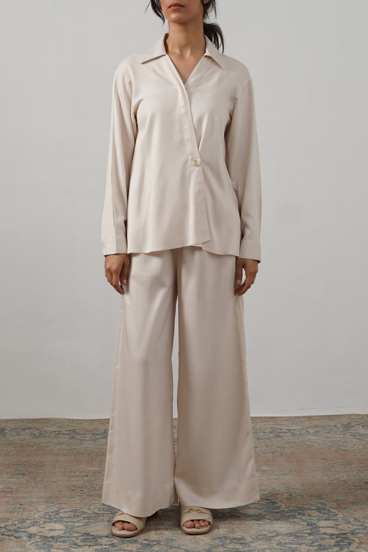 OFF WHITE WRAP BLOUSE SHIRT