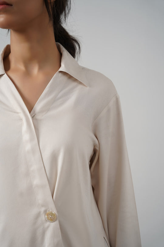 OFF WHITE WRAP BLOUSE SHIRT