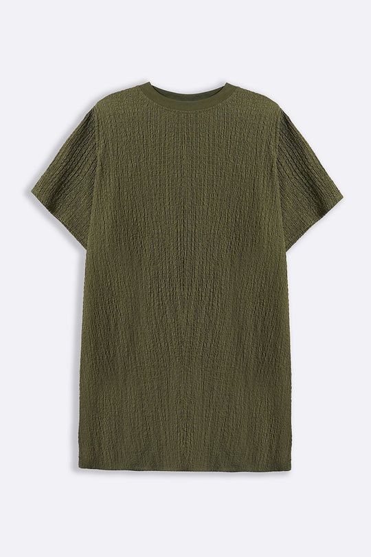 GREEN TEXTURED T-SHIRT TUNIC