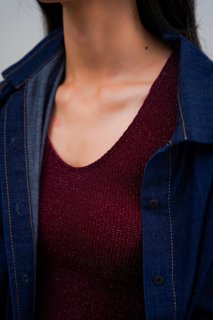 WINE SHIMMER TANK TOP