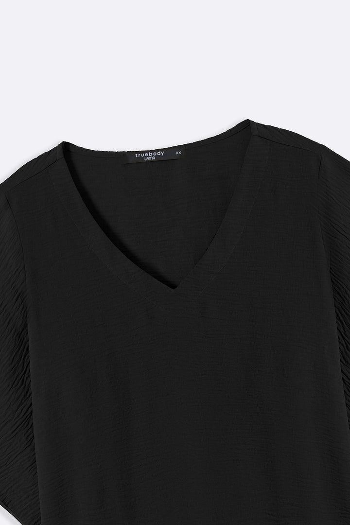 BLACK BATWING FLOWY SHIRT