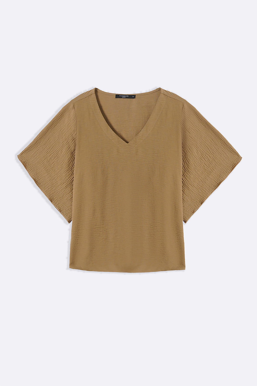 TAUPE BATWING FLOWY SHIRT