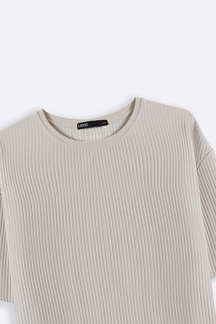 BEIGE LINEA STRETCHY TEE