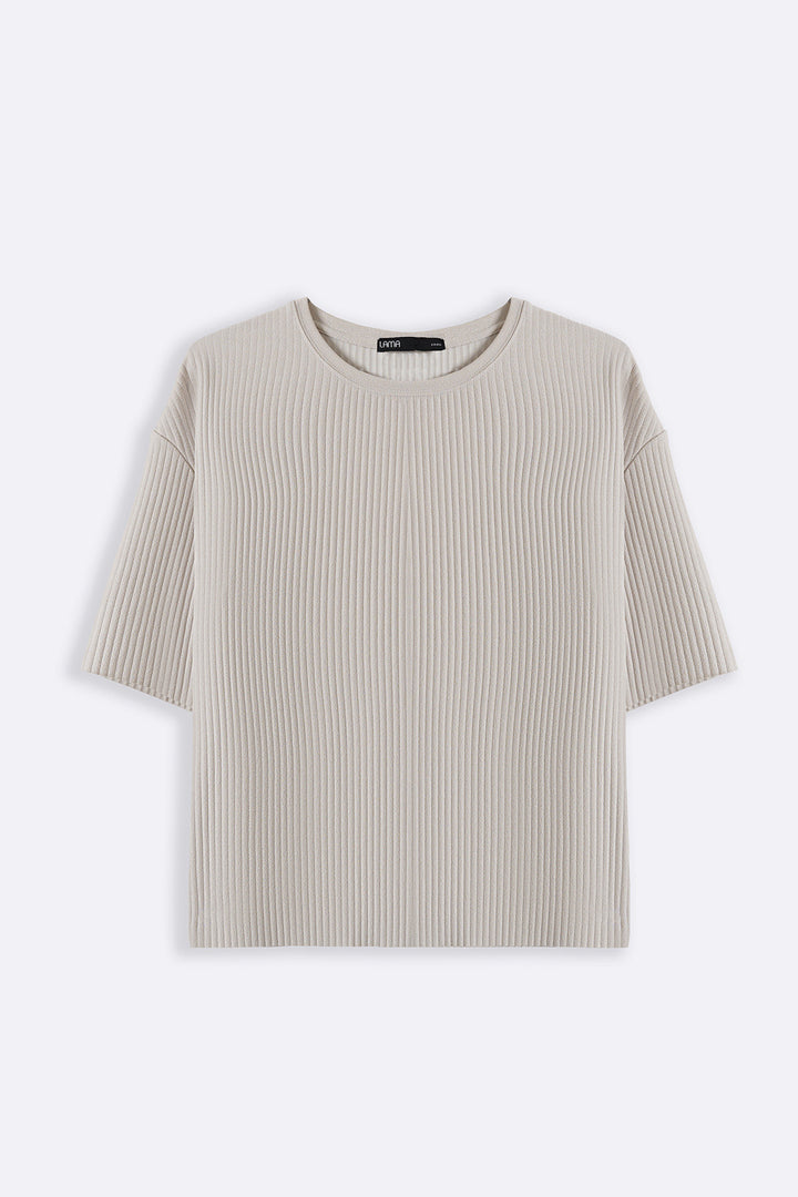 BEIGE LINEA STRETCHY TEE