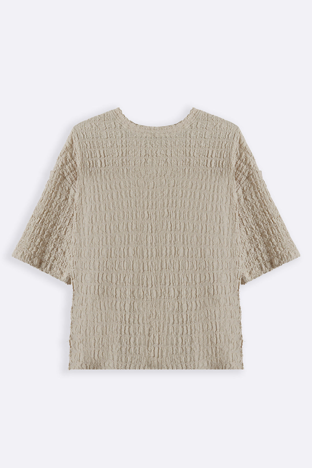 BEIGE BUBBLE CRINKLE TEE