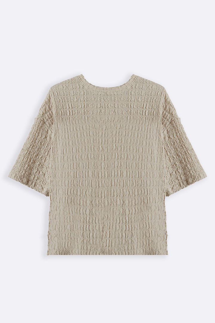 BEIGE BUBBLE CRINKLE TEE