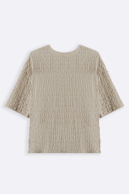 BEIGE BUBBLE CRINKLE TEE