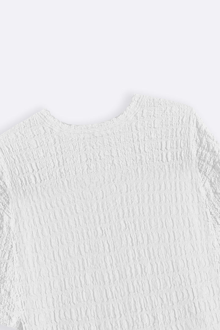 WHITE BUBBLE CRINKLE TEE