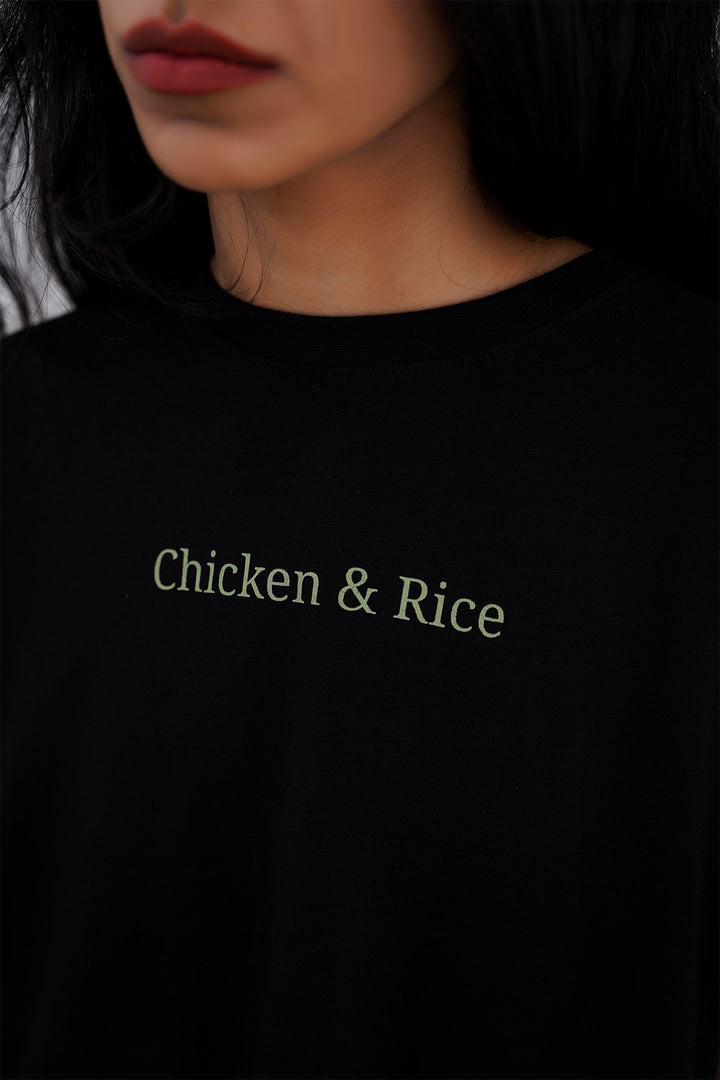 BLACK CHICKEN & RICE OVERSIZED TEE