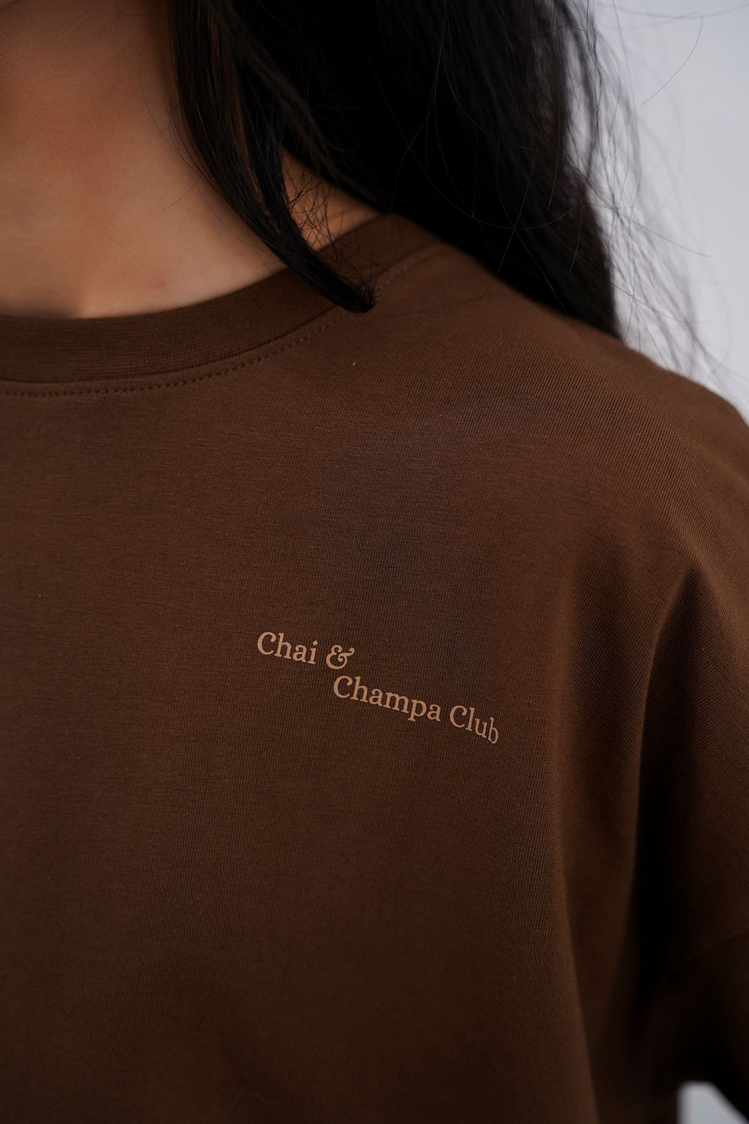 TAUPE CHAI & CHAMPA CLUB OVERSIZED TEE