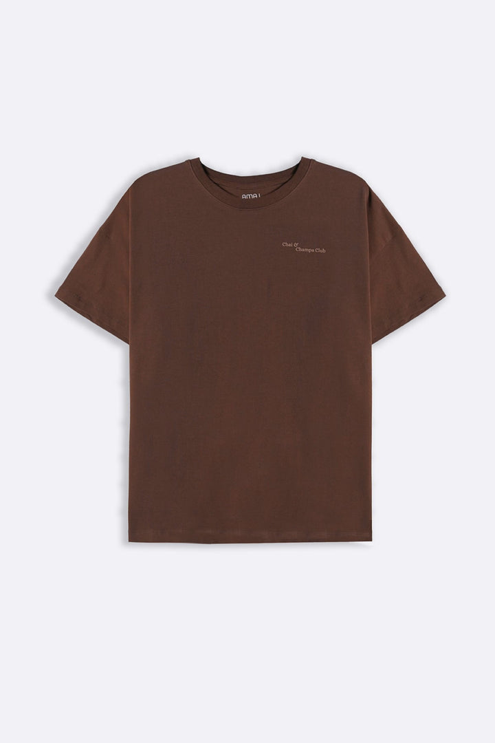 TAUPE CHAI & CHAMPA CLUB OVERSIZED TEE