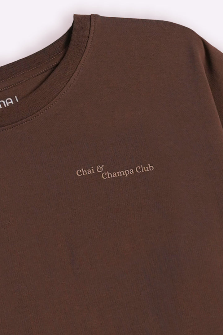 TAUPE CHAI & CHAMPA CLUB OVERSIZED TEE