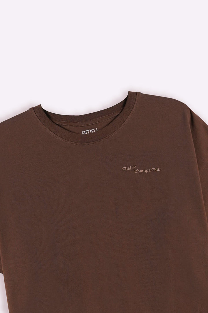 TAUPE CHAI & CHAMPA CLUB OVERSIZED TEE