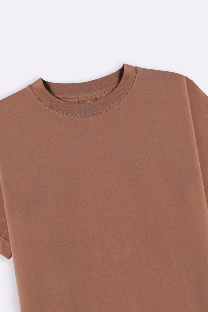 DARK BROWN ALL- COTTON TEE