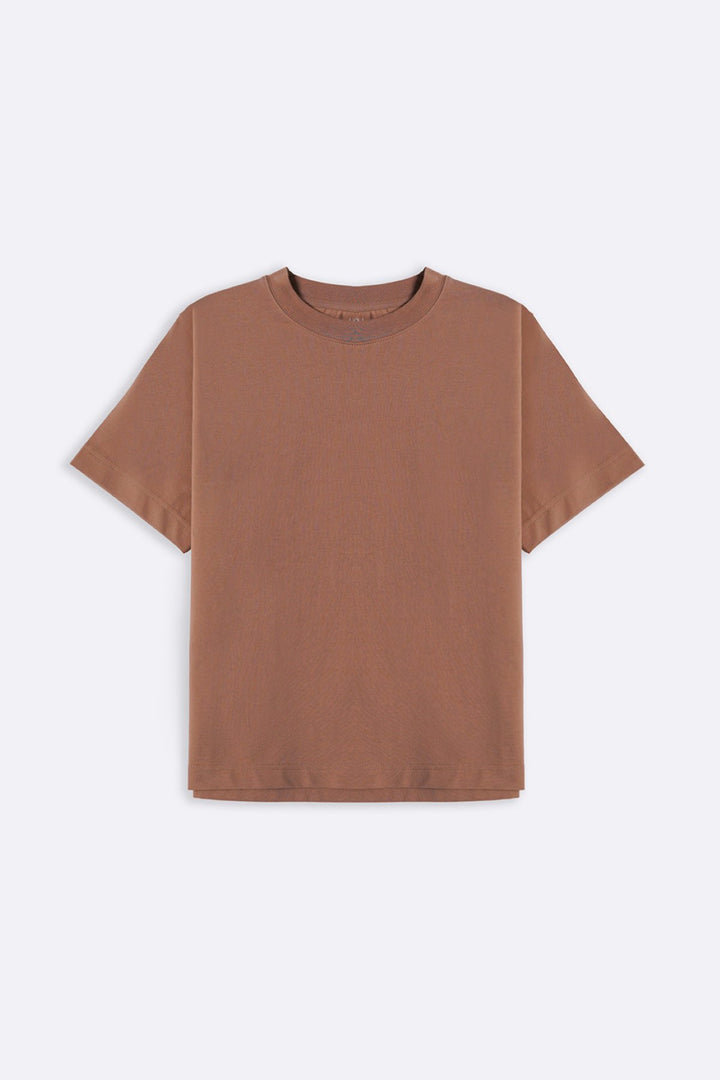 DARK BROWN ALL- COTTON TEE