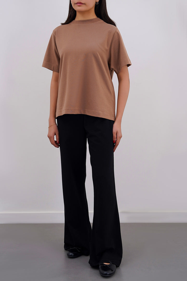 DARK BROWN ALL- COTTON TEE