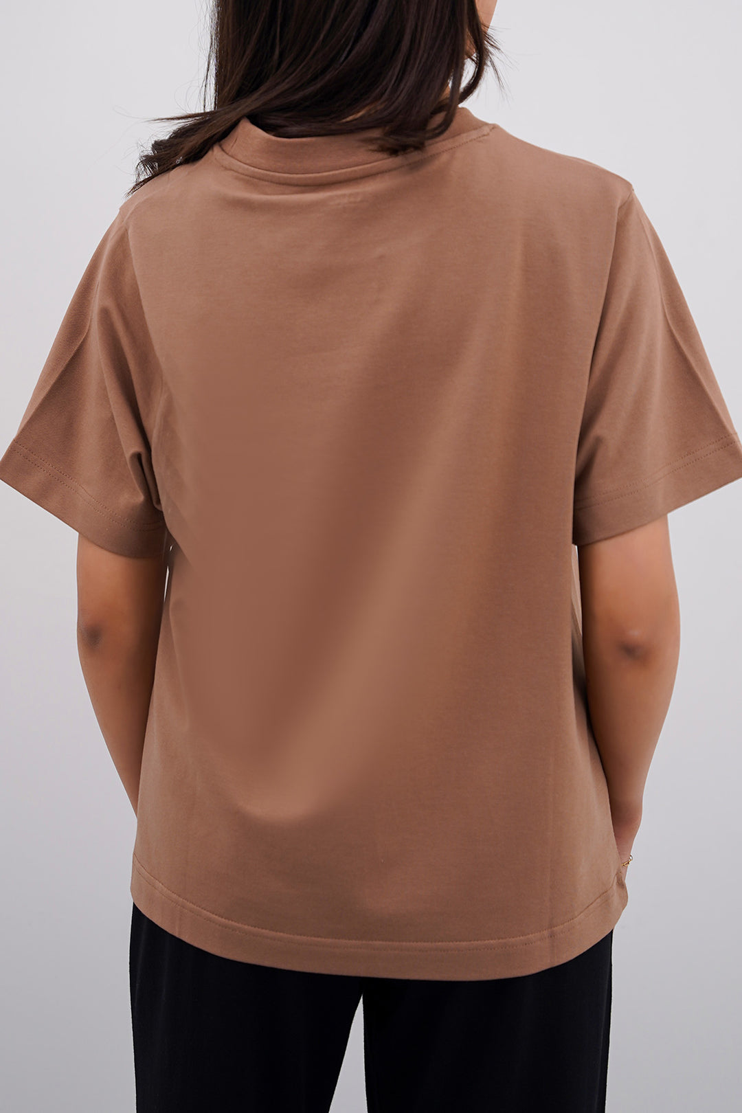 DARK BROWN ALL- COTTON TEE