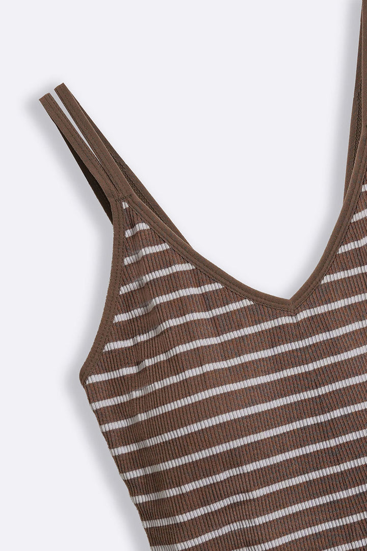 BROWN COMFORT BRA TANK TOP