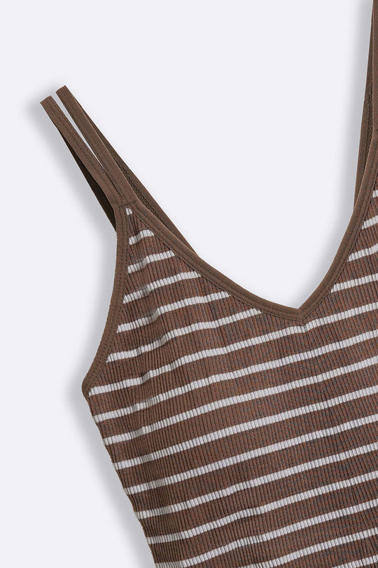 BROWN COMFORT BRA TANK TOP