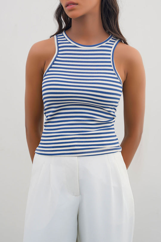 BLUE STRIPED TANK TOP