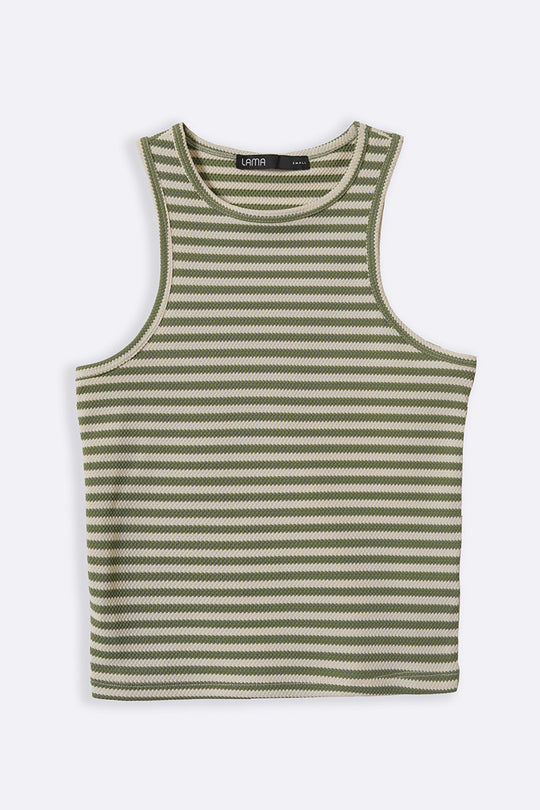GREEN STRIPED TANK TOP