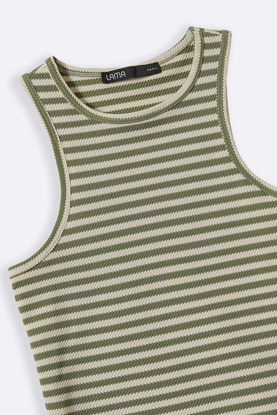 GREEN STRIPED TANK TOP