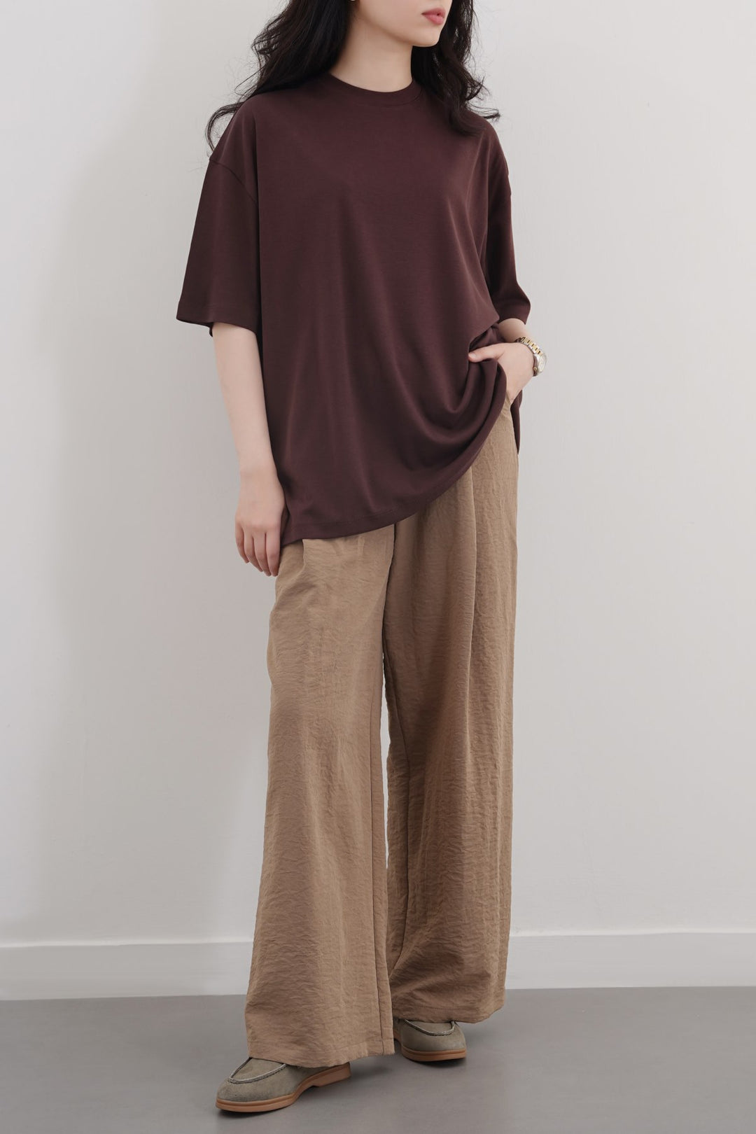 COFFEE LYOCELL COTTON TEE