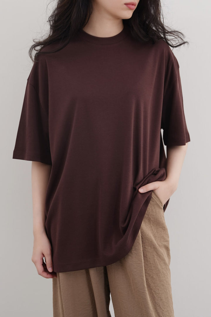 COFFEE LYOCELL COTTON TEE