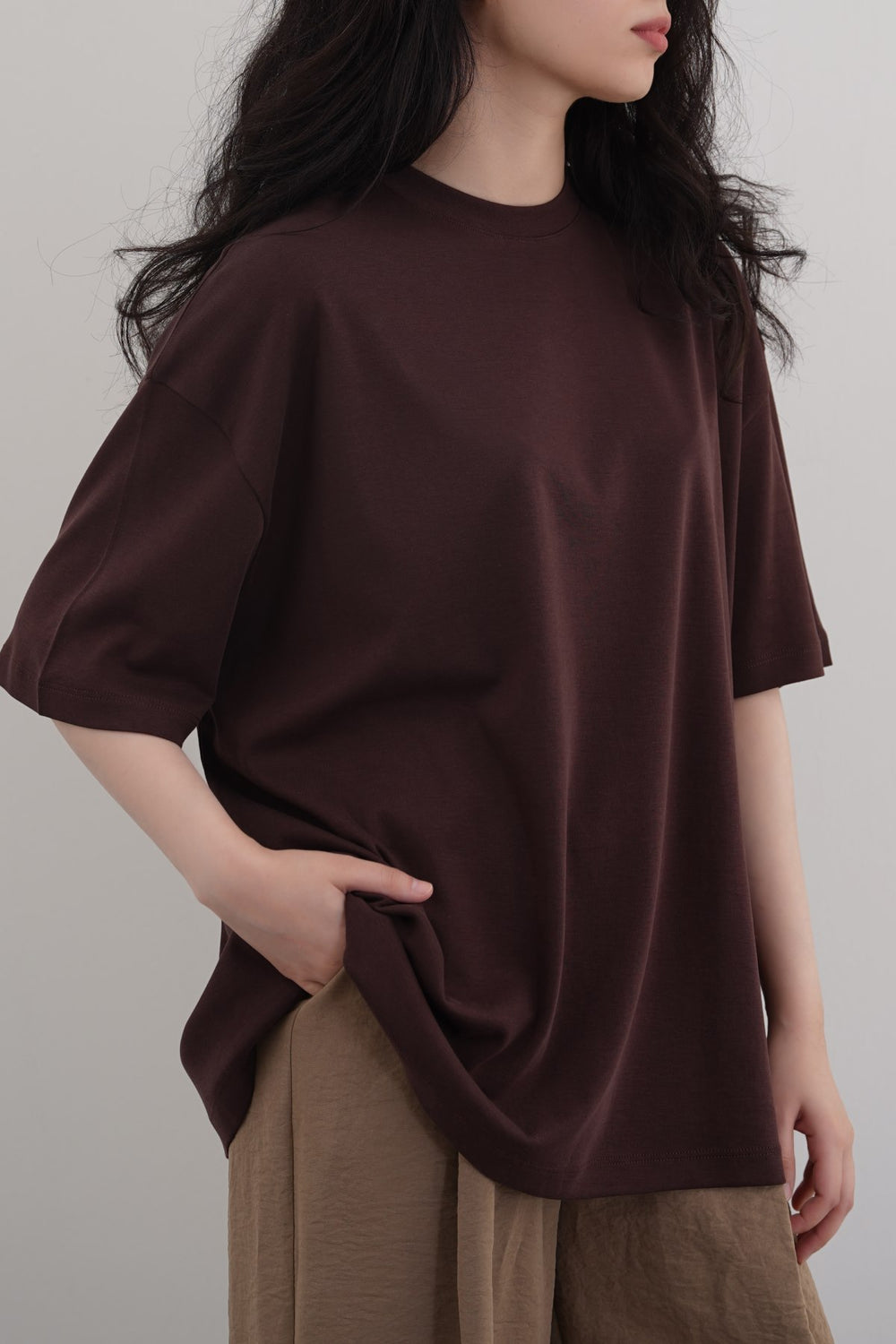 COFFEE LYOCELL COTTON TEE