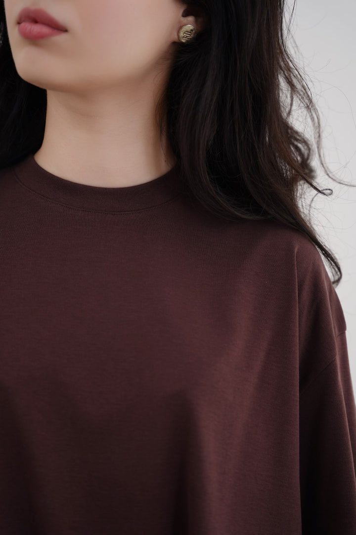 COFFEE LYOCELL COTTON TEE