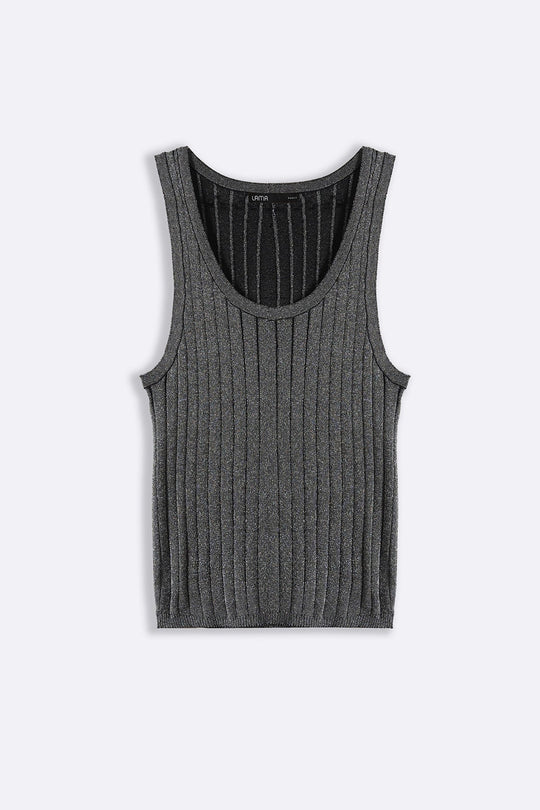 BLACK 70'S METALLIC TANK TOP