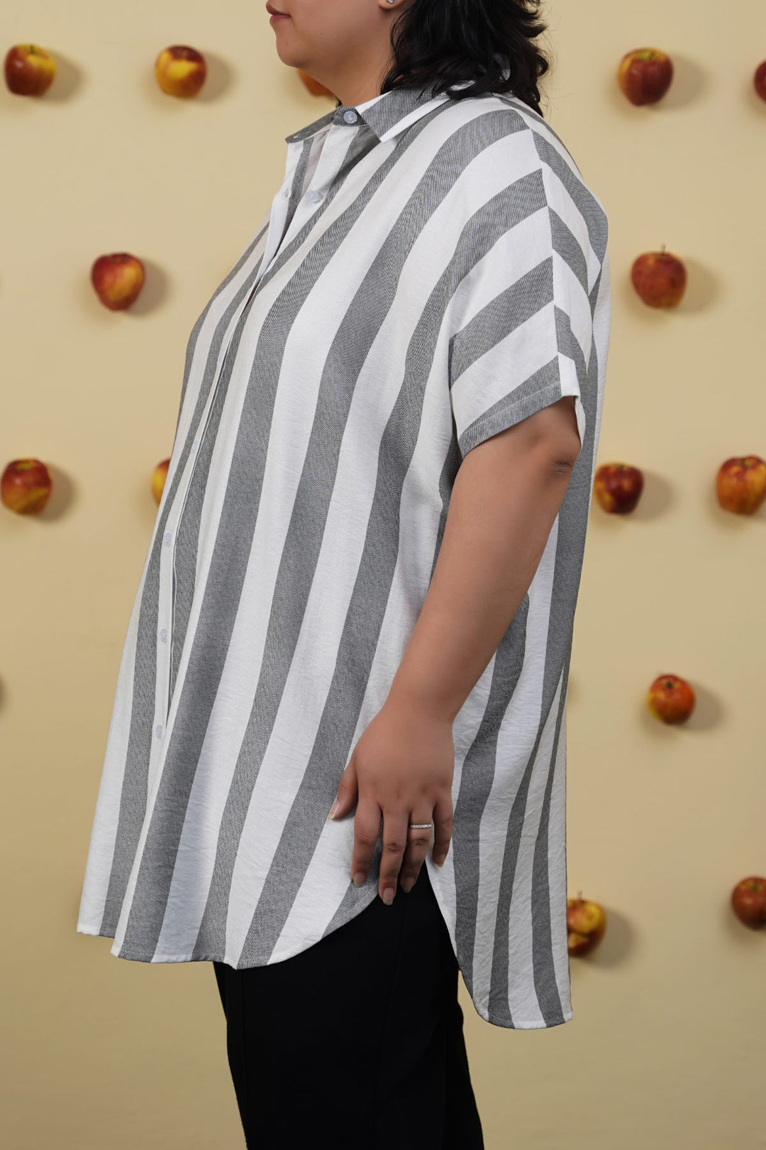 BLACK CURVE STRIPED HOLIDAY TUNIC