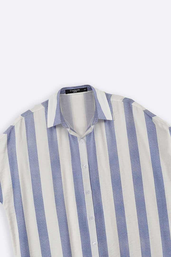 BLUE CURVE STRIPED HOLIDAY TUNIC