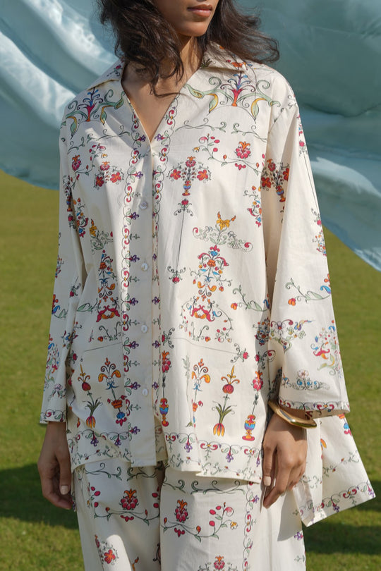 BEIGE ANDALUSIA COTTON SHIRT