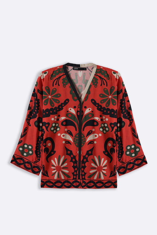 RED CRIMSON PRINTED BLOUSE