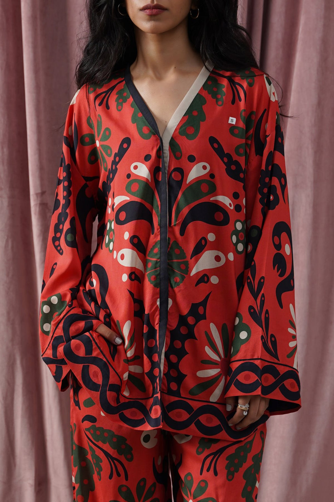 CRIMSON PRINTED BLOUSE