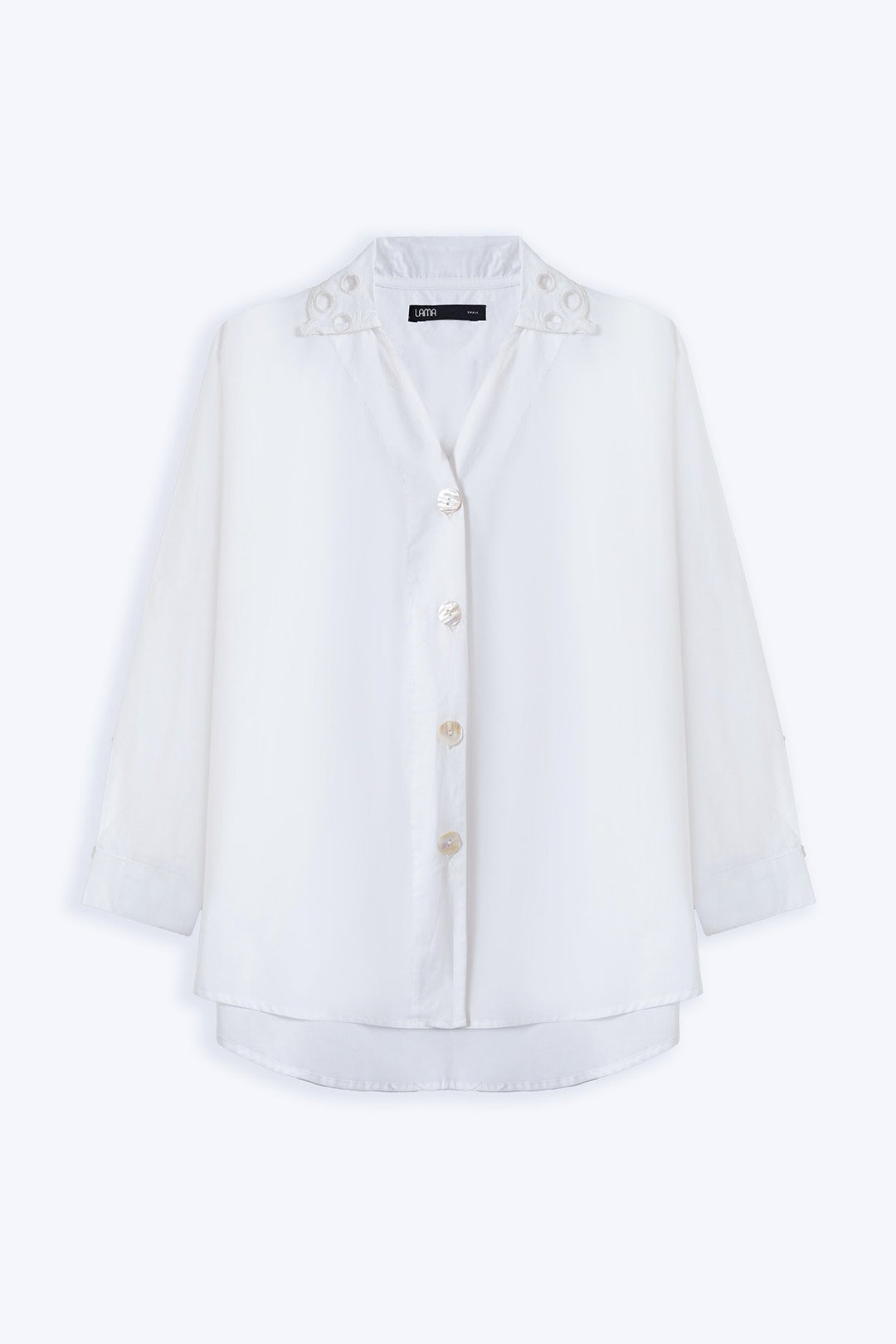 CREME CUTWORK COLLAR SHIRT