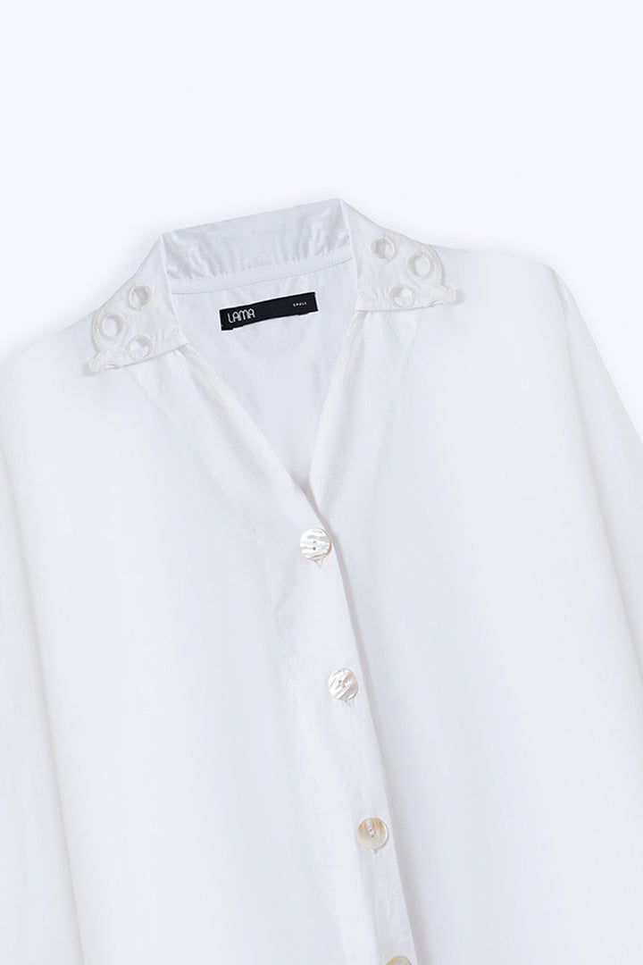 CREME CUTWORK COLLAR SHIRT