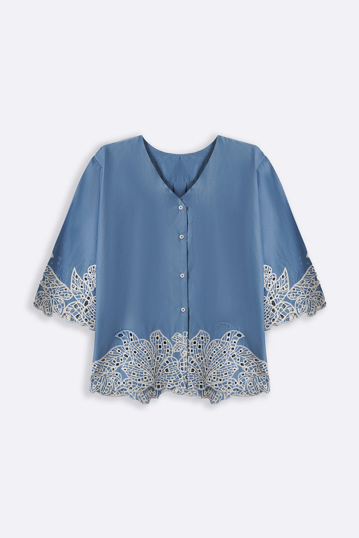 BLUE SAKURA BRODERIE SHIRT