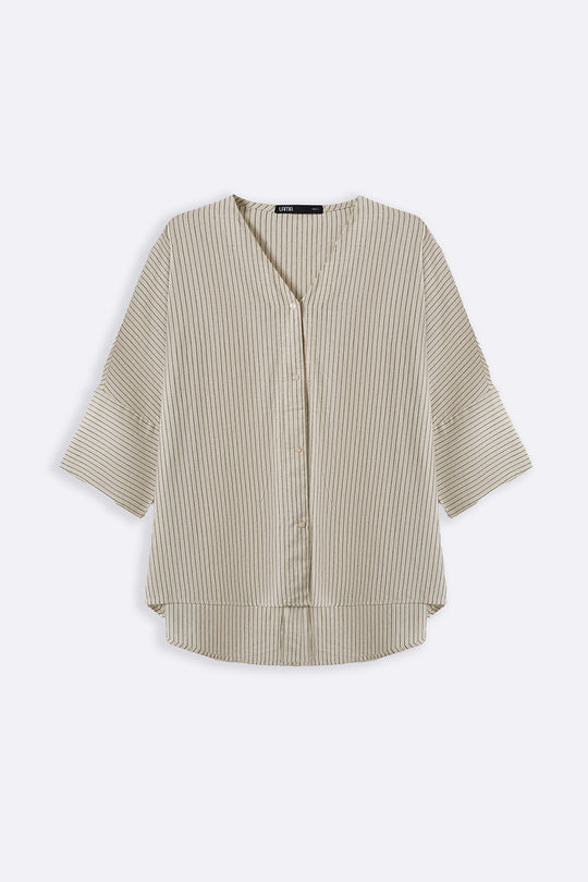ECRU LINEN BATWING SHIRT