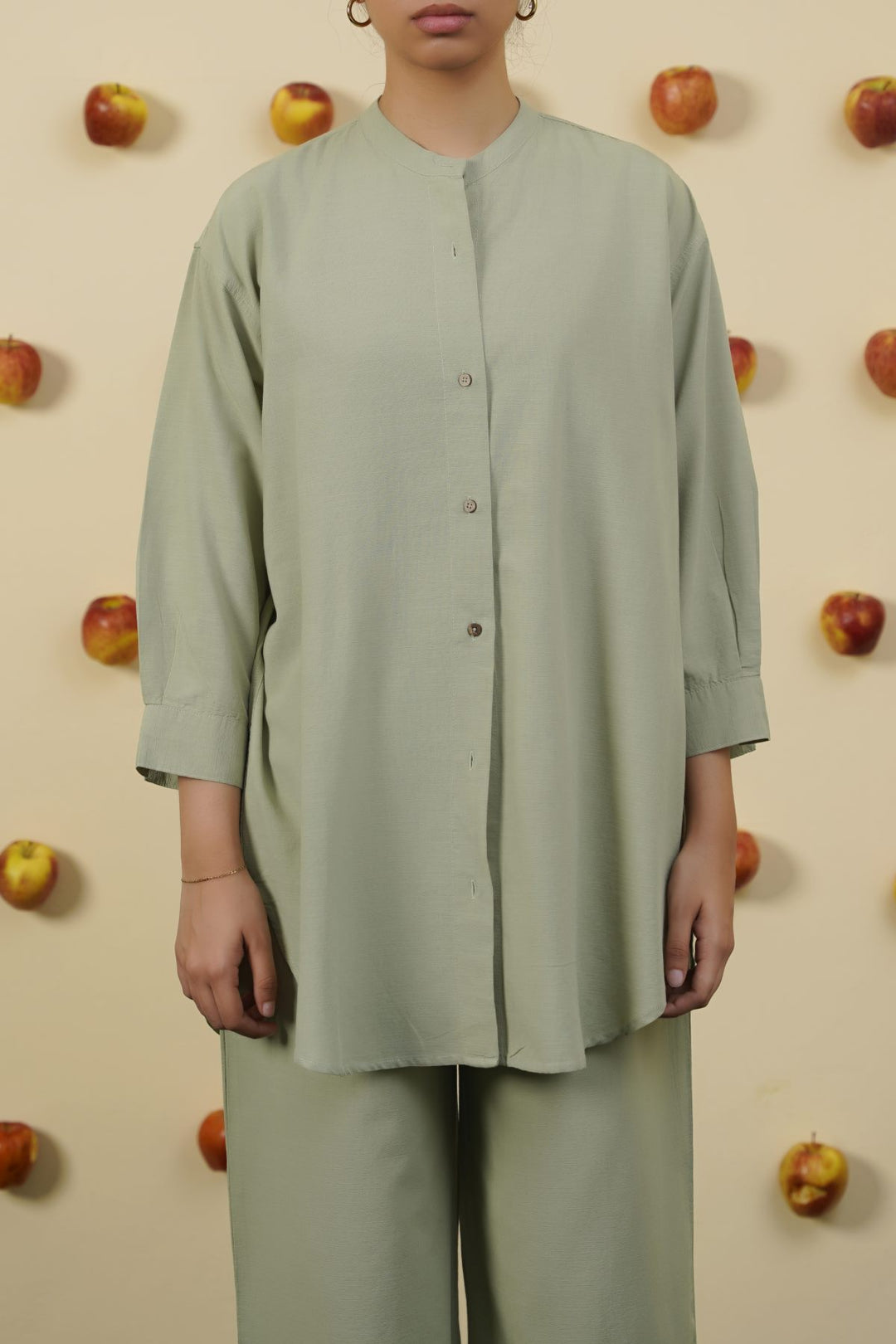 GREEN ESSENTIAL COTTON SHIRT