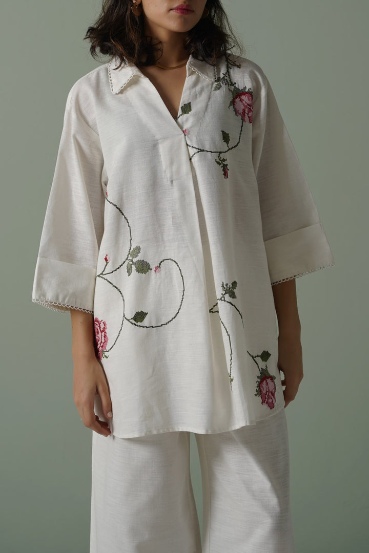 WHITE ROSATINI TUNIC