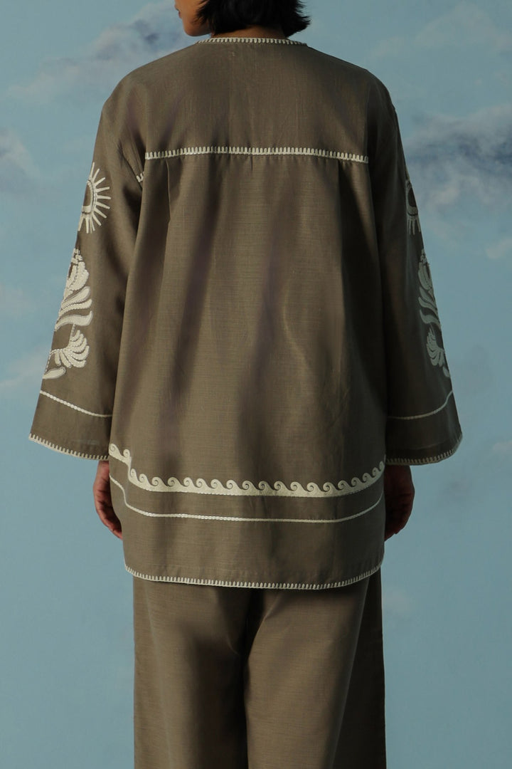 BEIGE DESERT NOON EMBROIDERED SHIRT