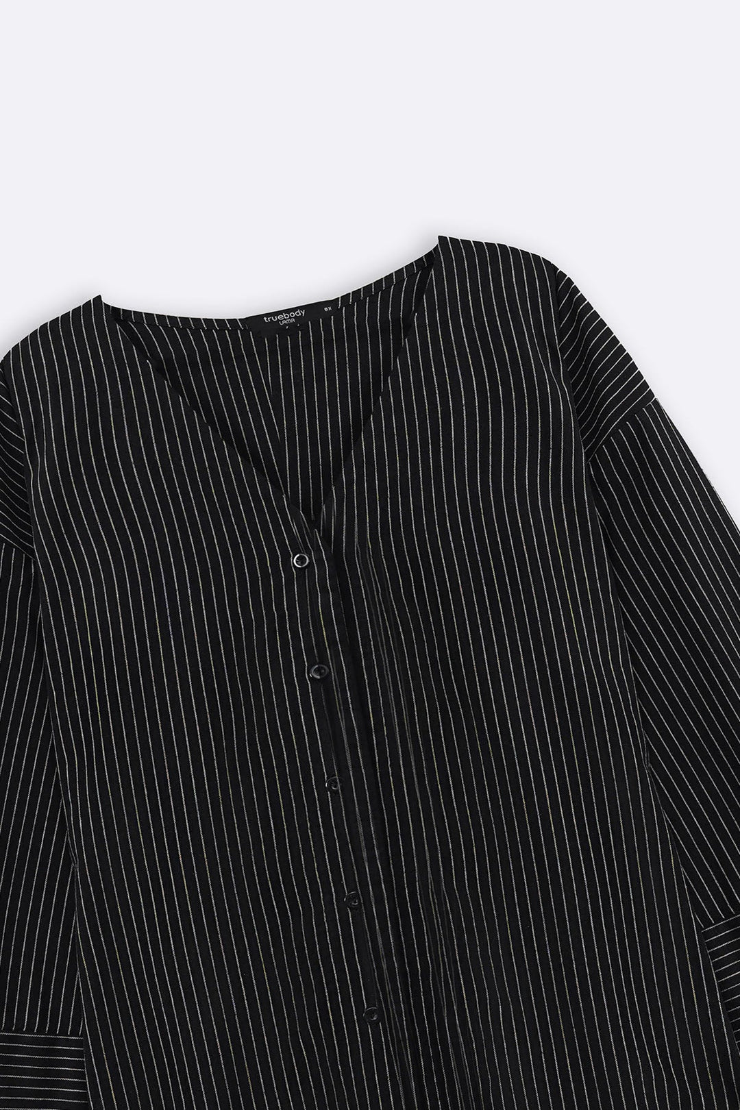 BLACK CURVE STRIPED BATWING SHIRT