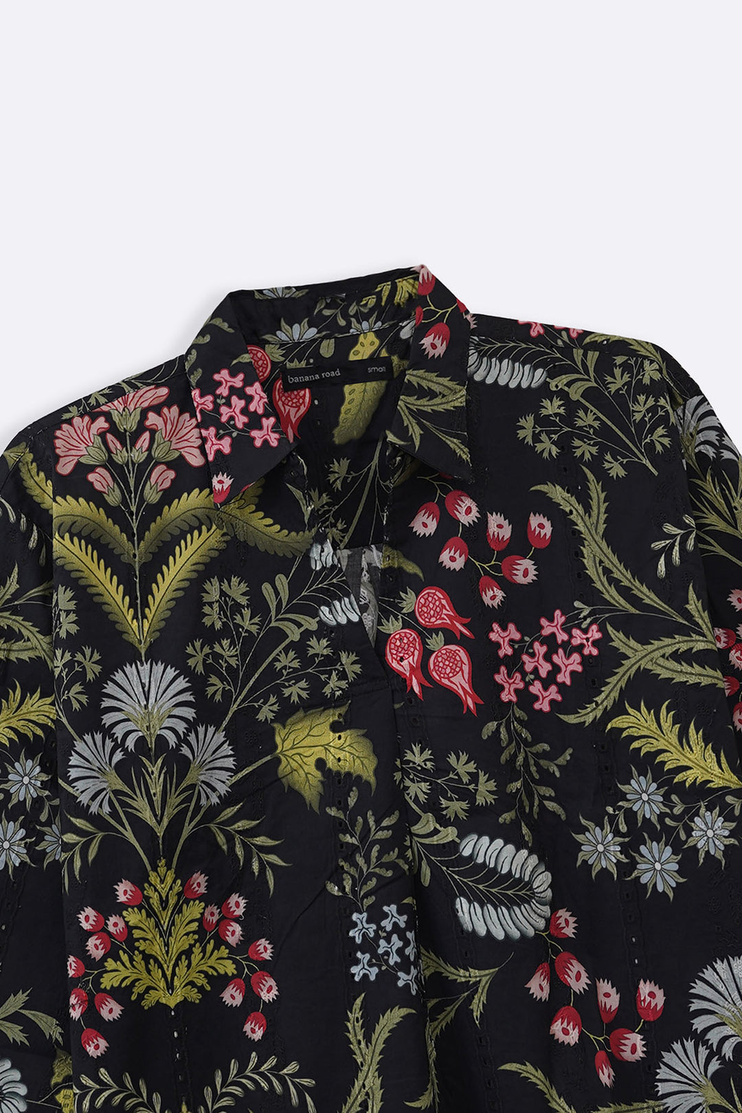 BLACK BOTANICAL EMBROIDERED SHIRT