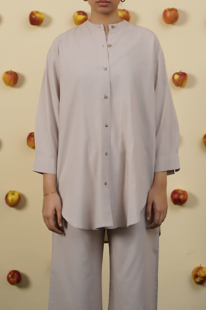 BEIGE ESSENTIAL COTTON SHIRT