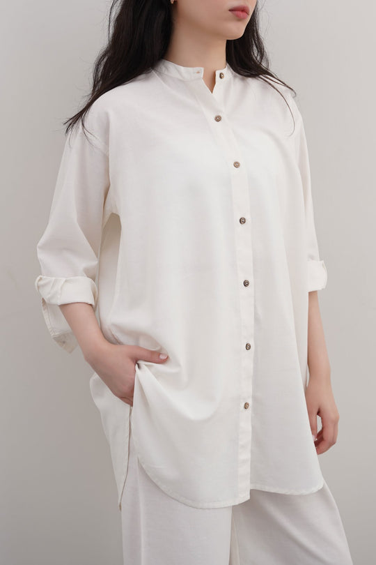 WHITE ESSENTIAL COTTON SHIRT