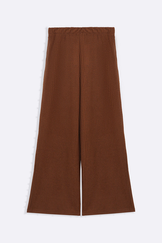 CAMEL WAFFLE KNIT PANTS