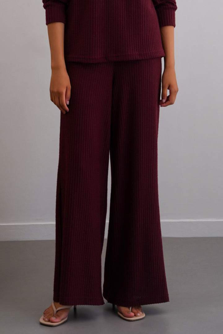 WINE WAFFLE KNIT PANTS
